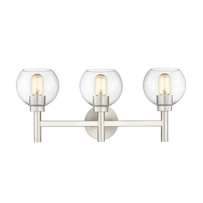 Z-Lite Sutton 3-Light Brushed Nickel Steel Frame Clear Glass Shade Vanity Light