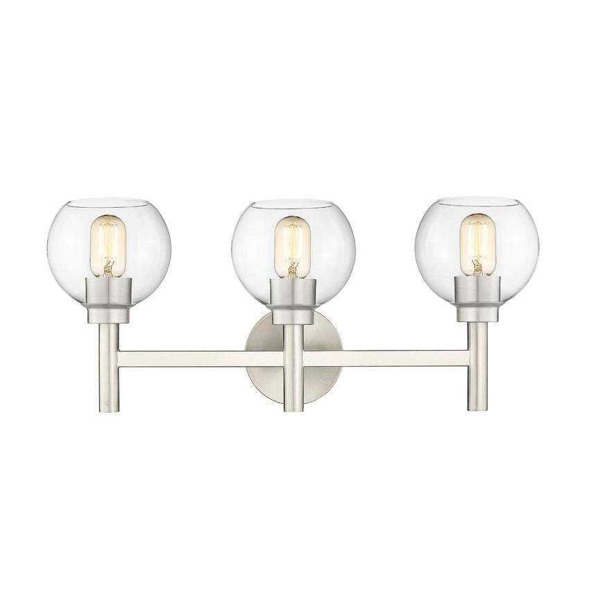 Z-Lite Sutton 3-Light Brushed Nickel Steel Frame Clear Glass Shade Vanity Light
