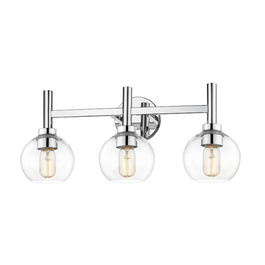 Z-Lite Sutton 3-Light Chrome Steel Frame Clear Glass Shade Vanity Light