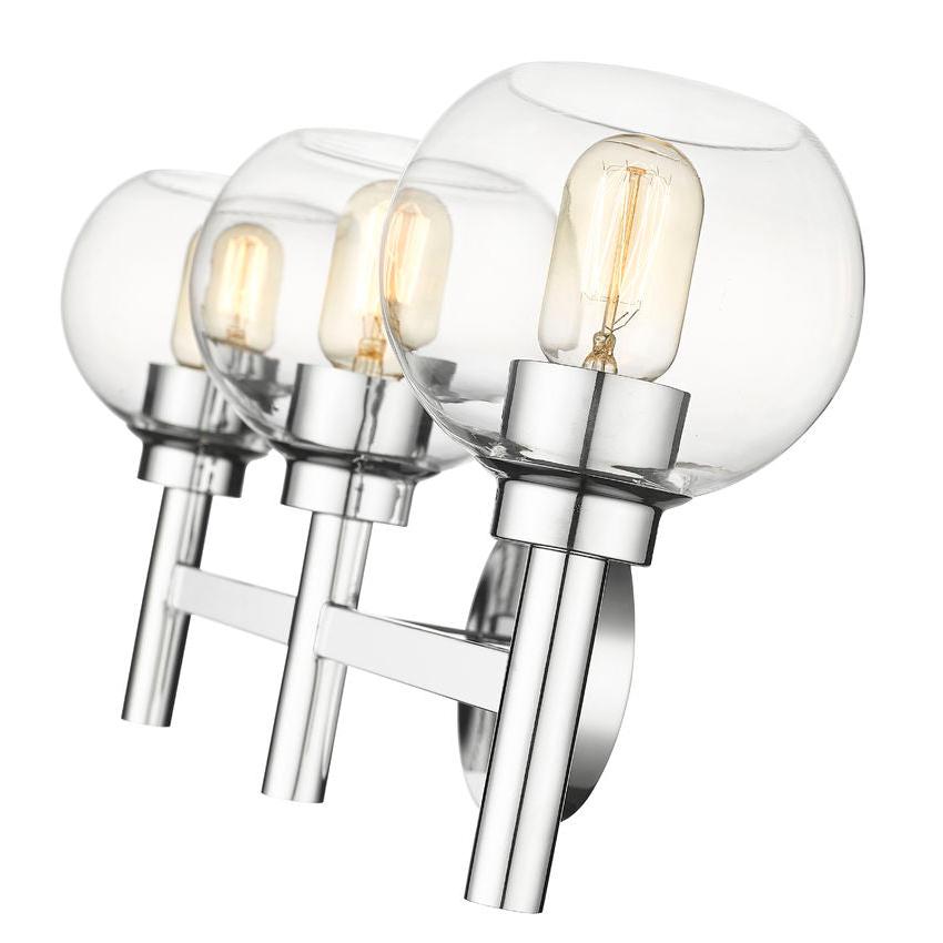 Z-Lite Sutton 3-Light Chrome Steel Frame Clear Glass Shade Vanity Light