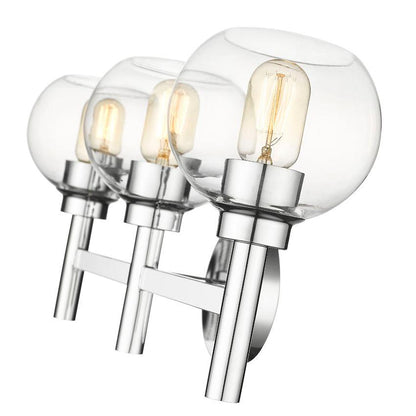 Z-Lite Sutton 3-Light Chrome Steel Frame Clear Glass Shade Vanity Light