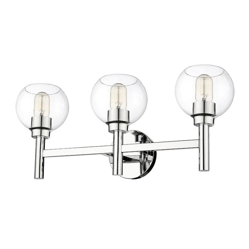 Z-Lite Sutton 3-Light Chrome Steel Frame Clear Glass Shade Vanity Light