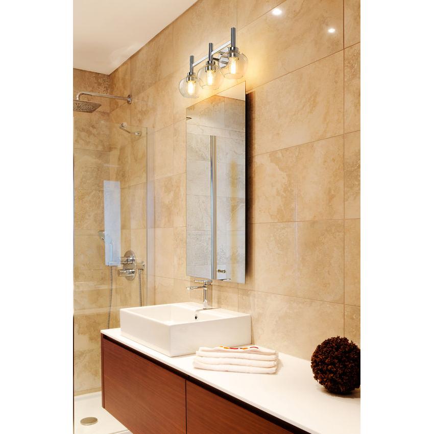 Z-Lite Sutton 3-Light Chrome Steel Frame Clear Glass Shade Vanity Light