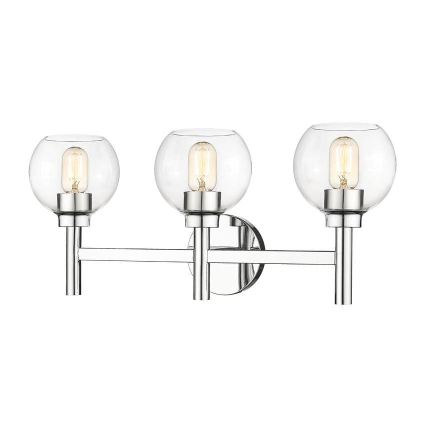 Z-Lite Sutton 3-Light Chrome Steel Frame Clear Glass Shade Vanity Light
