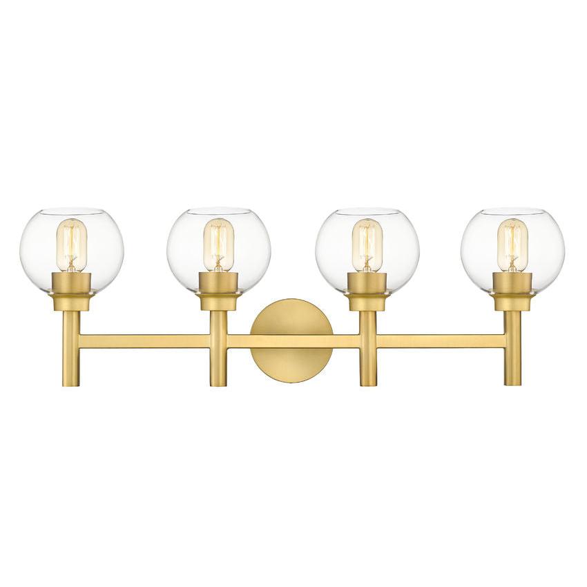 Z-Lite Sutton 4-Light Brushed Gold Steel Frame Clear Glass Shade Vanity Light