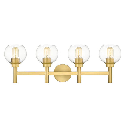Z-Lite Sutton 4-Light Brushed Gold Steel Frame Clear Glass Shade Vanity Light