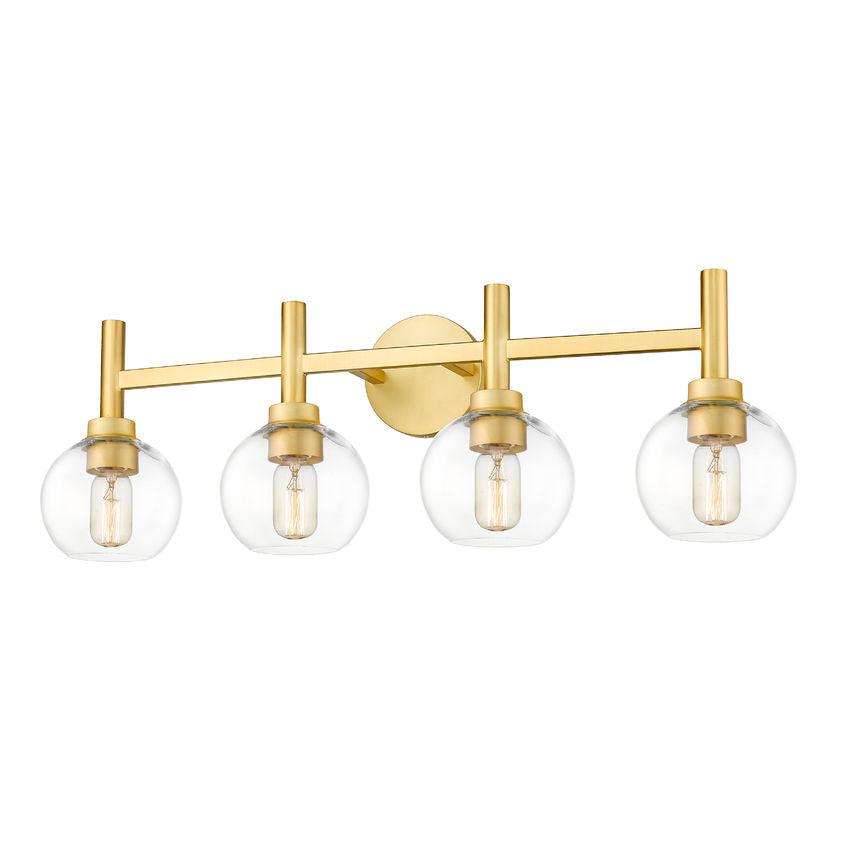 Z-Lite Sutton 4-Light Brushed Gold Steel Frame Clear Glass Shade Vanity Light
