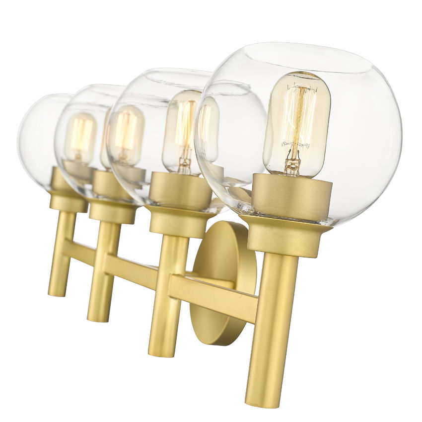 Z-Lite Sutton 4-Light Brushed Gold Steel Frame Clear Glass Shade Vanity Light