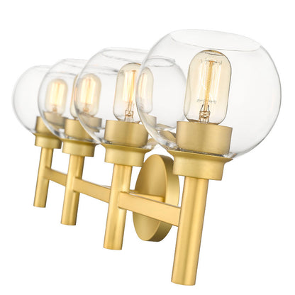 Z-Lite Sutton 4-Light Brushed Gold Steel Frame Clear Glass Shade Vanity Light