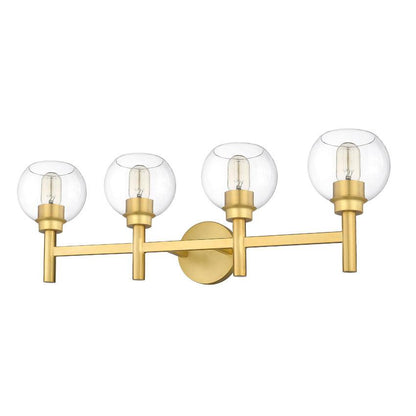 Z-Lite Sutton 4-Light Brushed Gold Steel Frame Clear Glass Shade Vanity Light