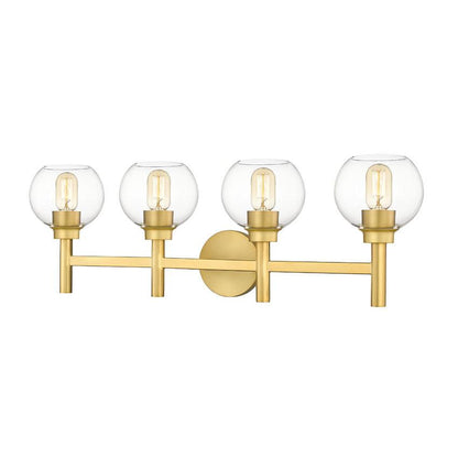 Z-Lite Sutton 4-Light Brushed Gold Steel Frame Clear Glass Shade Vanity Light