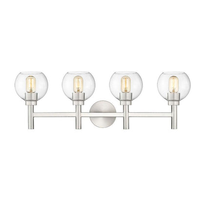 Z-Lite Sutton 4-Light Brushed Nickel Steel Frame Clear Glass Shade Vanity Light