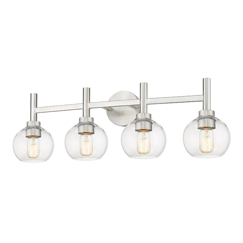 Z-Lite Sutton 4-Light Brushed Nickel Steel Frame Clear Glass Shade Vanity Light