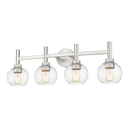 Z-Lite Sutton 4-Light Brushed Nickel Steel Frame Clear Glass Shade Vanity Light