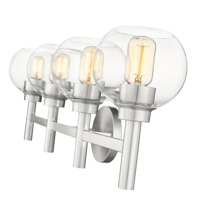 Z-Lite Sutton 4-Light Brushed Nickel Steel Frame Clear Glass Shade Vanity Light