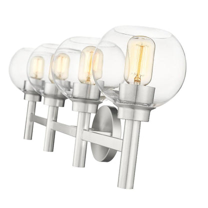 Z-Lite Sutton 4-Light Brushed Nickel Steel Frame Clear Glass Shade Vanity Light