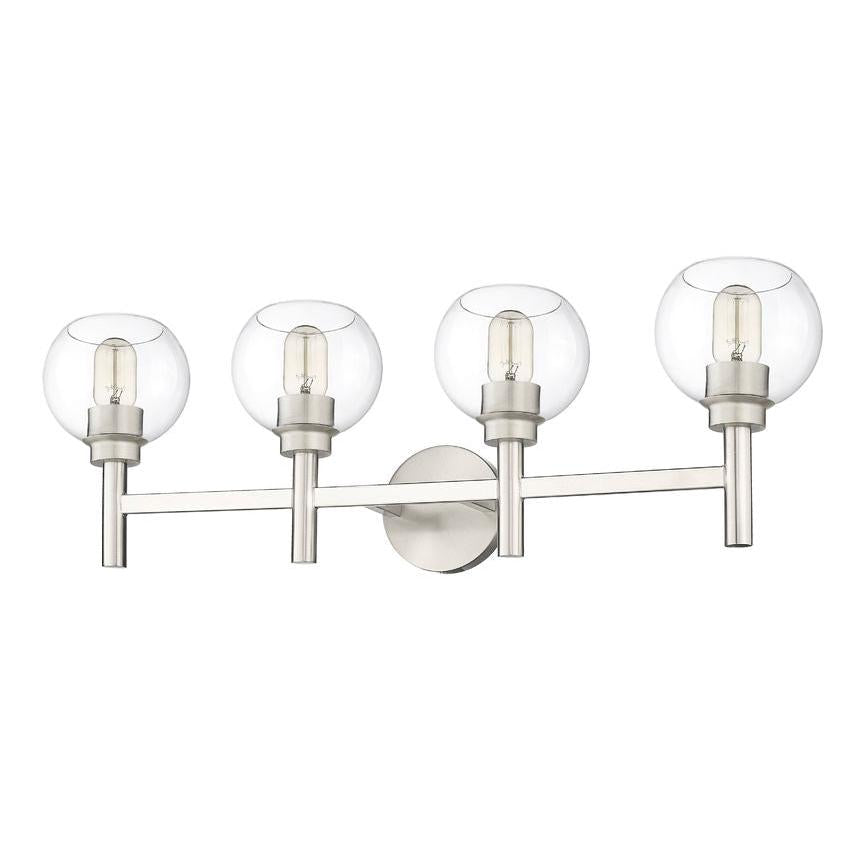 Z-Lite Sutton 4-Light Brushed Nickel Steel Frame Clear Glass Shade Vanity Light
