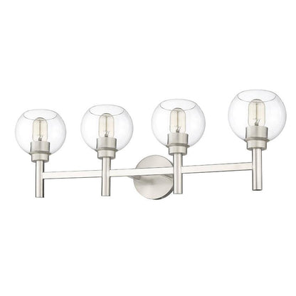 Z-Lite Sutton 4-Light Brushed Nickel Steel Frame Clear Glass Shade Vanity Light