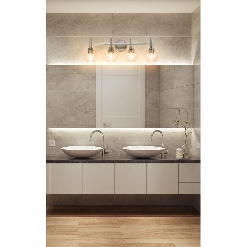 Z-Lite Sutton 4-Light Brushed Nickel Steel Frame Clear Glass Shade Vanity Light