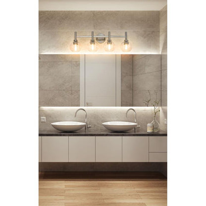 Z-Lite Sutton 4-Light Brushed Nickel Steel Frame Clear Glass Shade Vanity Light