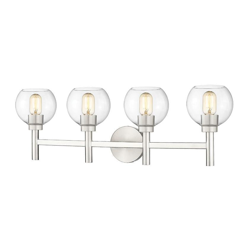 Z-Lite Sutton 4-Light Brushed Nickel Steel Frame Clear Glass Shade Vanity Light