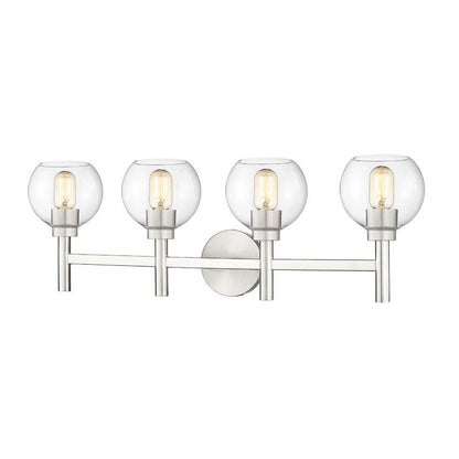 Z-Lite Sutton 4-Light Brushed Nickel Steel Frame Clear Glass Shade Vanity Light