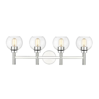 Z-Lite Sutton 4-Light Chrome Steel Frame Clear Glass Shade Vanity Light
