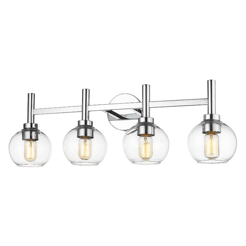 Z-Lite Sutton 4-Light Chrome Steel Frame Clear Glass Shade Vanity Light