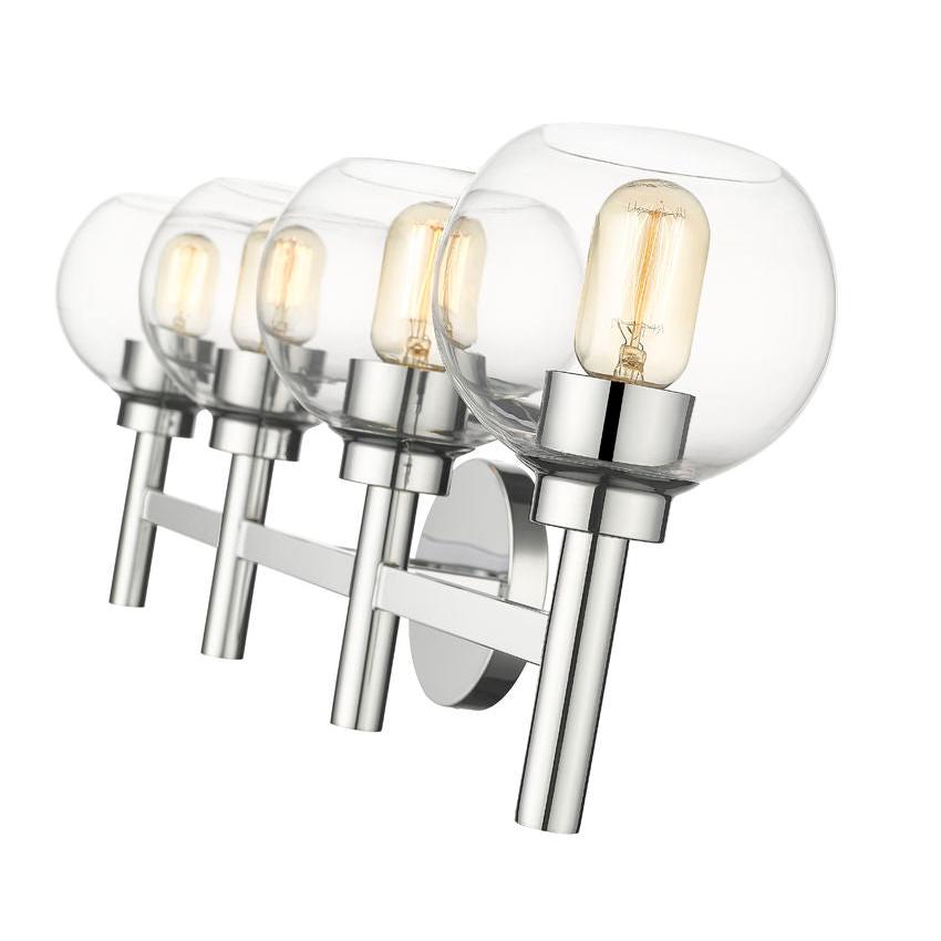 Z-Lite Sutton 4-Light Chrome Steel Frame Clear Glass Shade Vanity Light