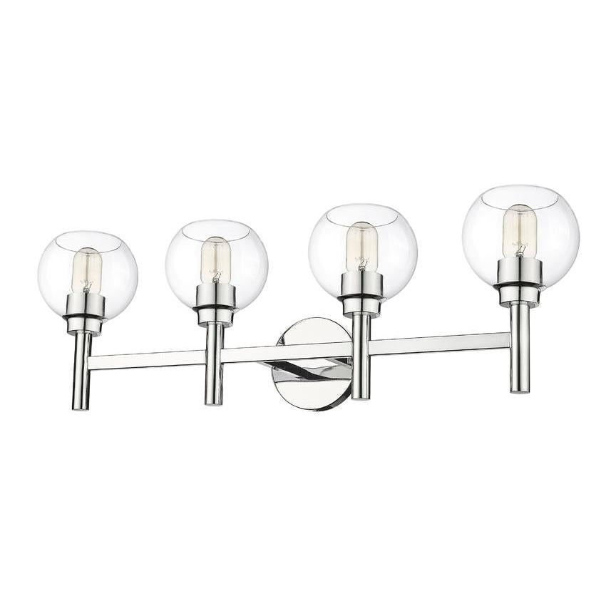 Z-Lite Sutton 4-Light Chrome Steel Frame Clear Glass Shade Vanity Light