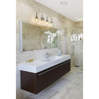 Z-Lite Sutton 4-Light Chrome Steel Frame Clear Glass Shade Vanity Light