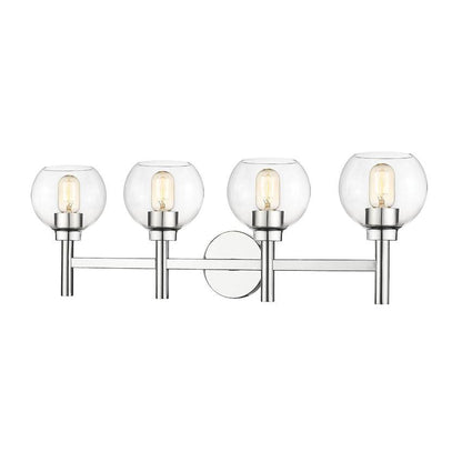 Z-Lite Sutton 4-Light Chrome Steel Frame Clear Glass Shade Vanity Light