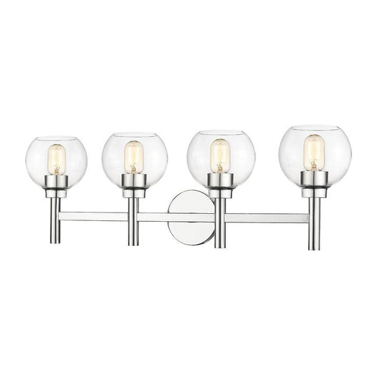 Z-Lite Sutton 4-Light Chrome Steel Frame Clear Glass Shade Vanity Light