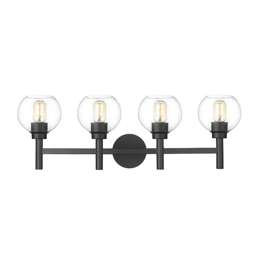 Z-Lite Sutton 4-Light Matte Black Steel Frame Clear Glass Shade Vanity Light