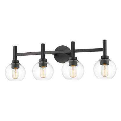 Z-Lite Sutton 4-Light Matte Black Steel Frame Clear Glass Shade Vanity Light