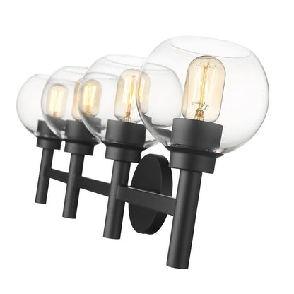 Z-Lite Sutton 4-Light Matte Black Steel Frame Clear Glass Shade Vanity Light