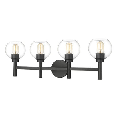 Z-Lite Sutton 4-Light Matte Black Steel Frame Clear Glass Shade Vanity Light