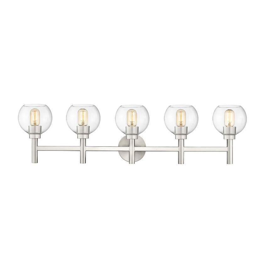 Z-Lite Sutton 5-Light Brushed Nickel Steel Frame Clear Glass Shade Vanity Light