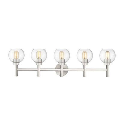 Z-Lite Sutton 5-Light Brushed Nickel Steel Frame Clear Glass Shade Vanity Light