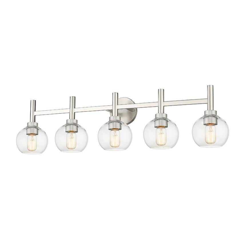 Z-Lite Sutton 5-Light Brushed Nickel Steel Frame Clear Glass Shade Vanity Light