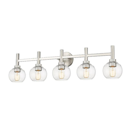 Z-Lite Sutton 5-Light Brushed Nickel Steel Frame Clear Glass Shade Vanity Light