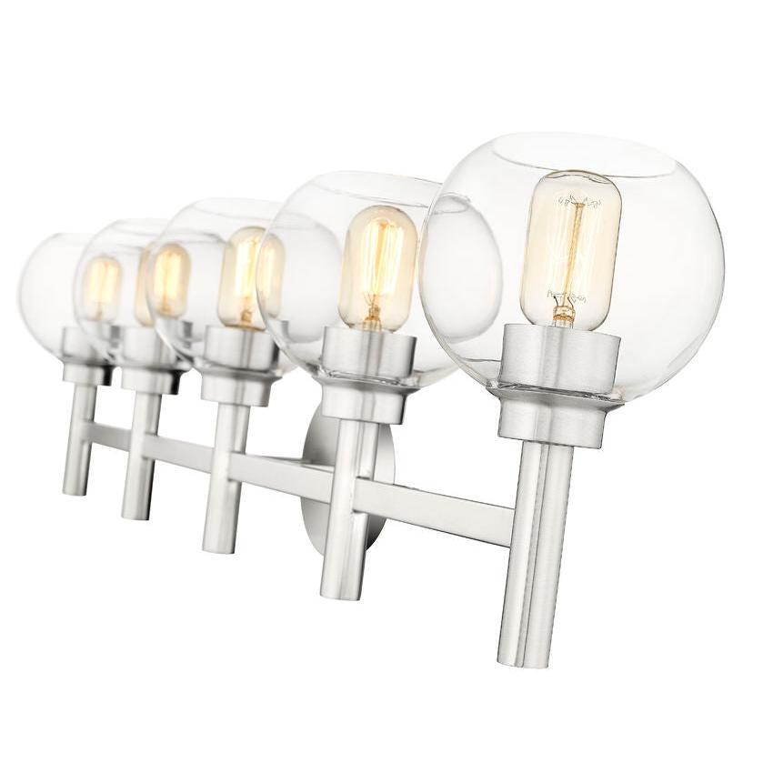 Z-Lite Sutton 5-Light Brushed Nickel Steel Frame Clear Glass Shade Vanity Light