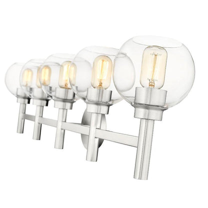 Z-Lite Sutton 5-Light Brushed Nickel Steel Frame Clear Glass Shade Vanity Light