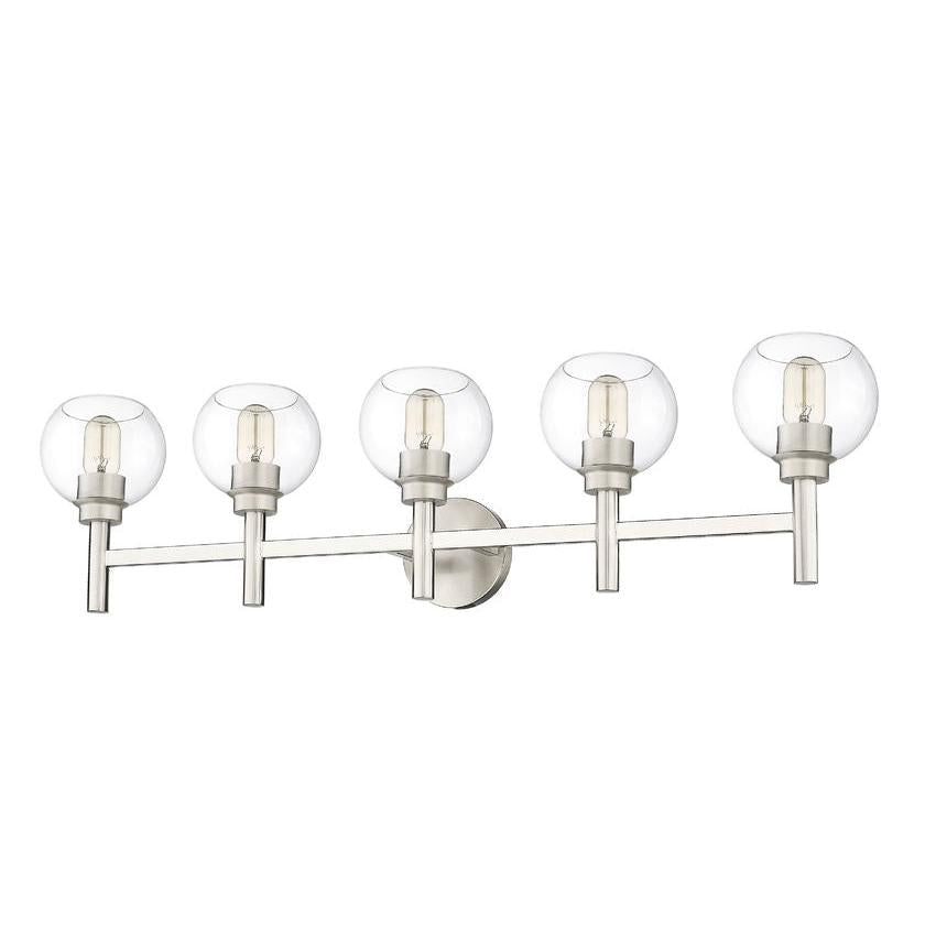 Z-Lite Sutton 5-Light Brushed Nickel Steel Frame Clear Glass Shade Vanity Light