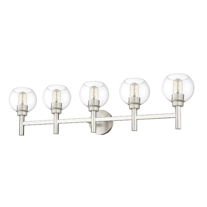 Z-Lite Sutton 5-Light Brushed Nickel Steel Frame Clear Glass Shade Vanity Light