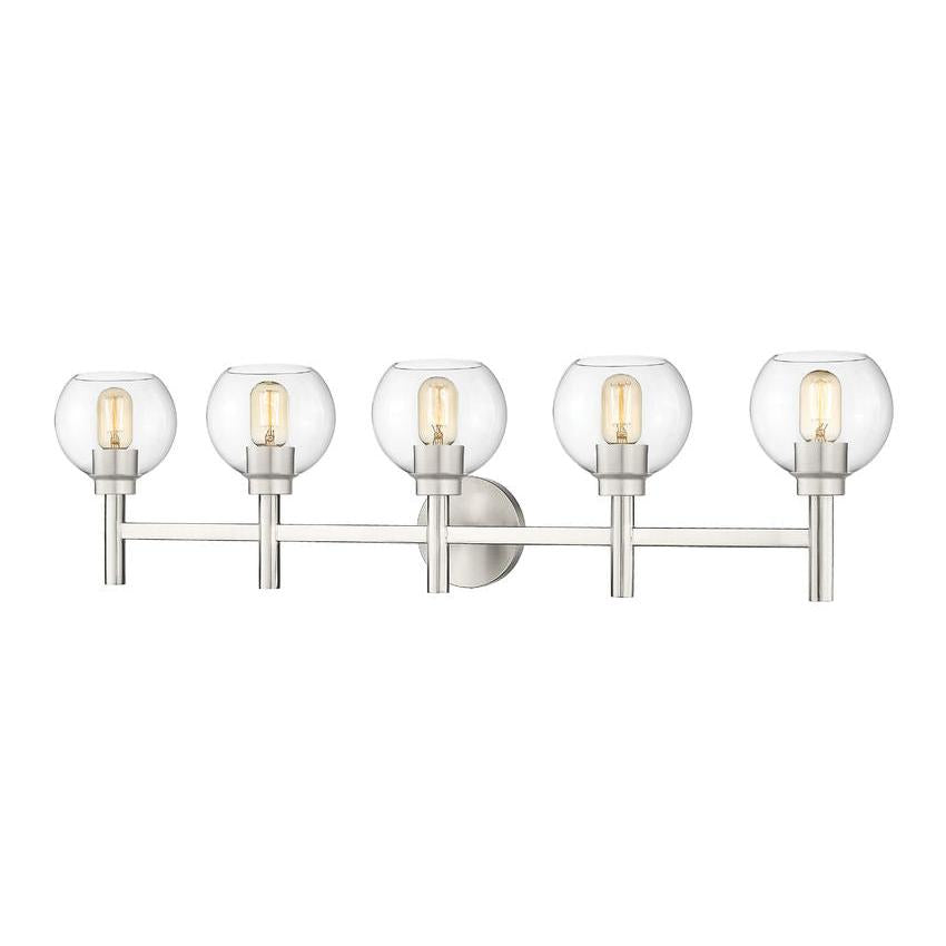 Z-Lite Sutton 5-Light Brushed Nickel Steel Frame Clear Glass Shade Vanity Light