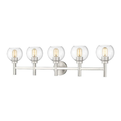 Z-Lite Sutton 5-Light Brushed Nickel Steel Frame Clear Glass Shade Vanity Light