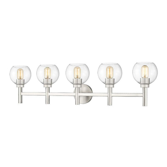 Z-Lite Sutton 5-Light Brushed Nickel Steel Frame Clear Glass Shade Vanity Light