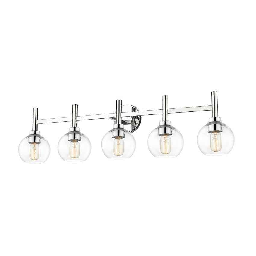 Z-Lite Sutton 5-Light Chrome Steel Frame Clear Glass Shade Vanity Light