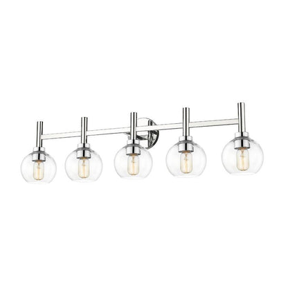 Z-Lite Sutton 5-Light Chrome Steel Frame Clear Glass Shade Vanity Light